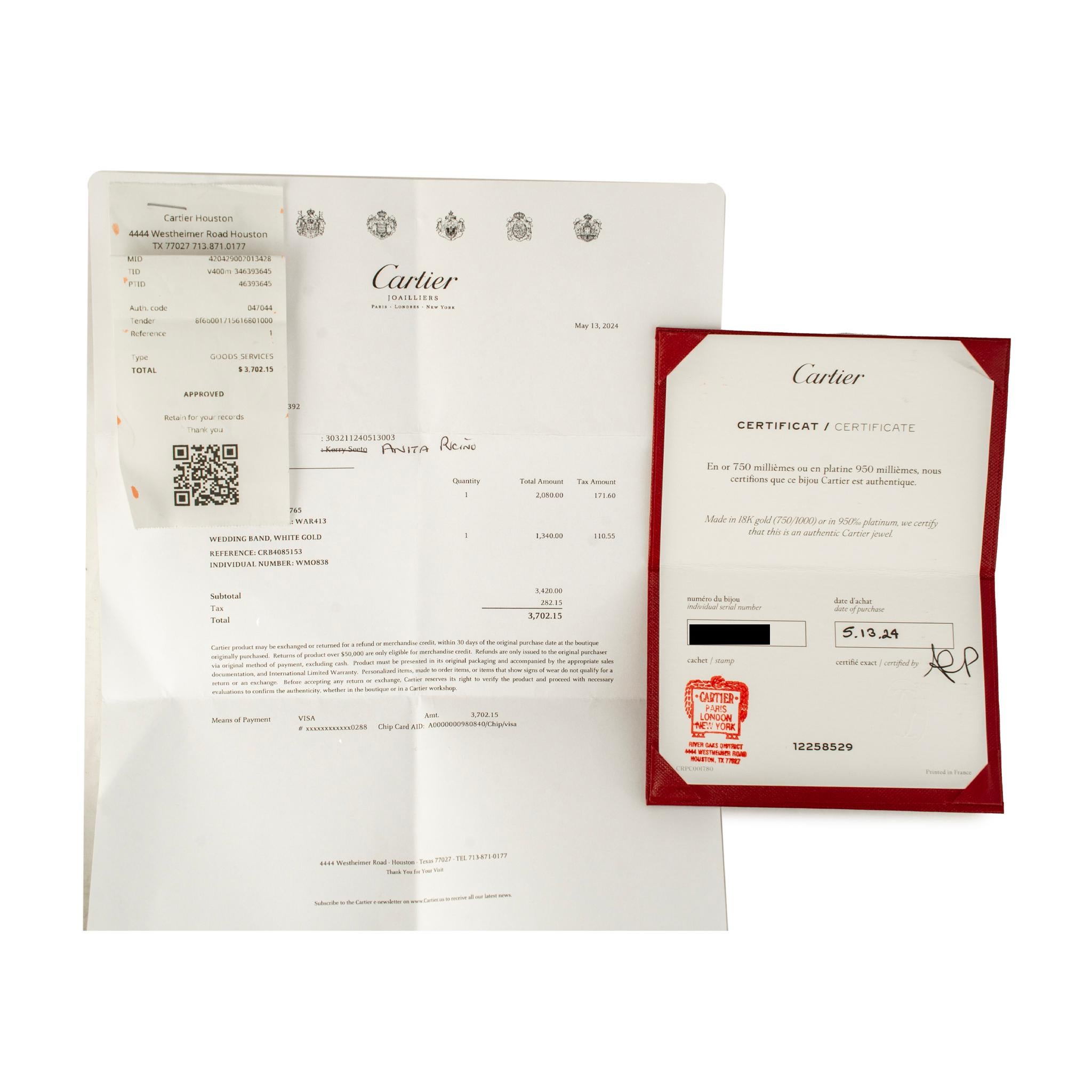 Anello Cartier Love Classic Model da uomo in oro bianco 18 carati in vendita 4