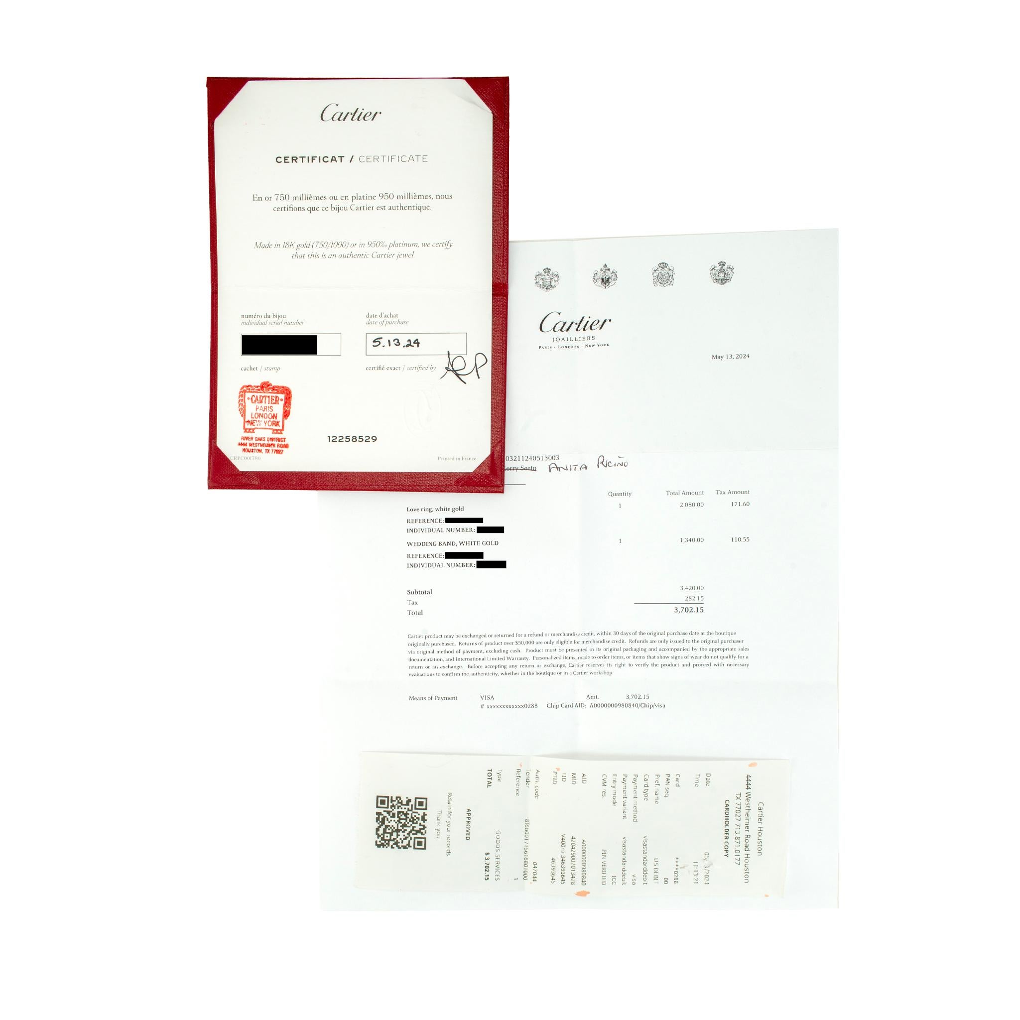 Anello Cartier Love Classic Model da uomo in oro bianco 18 carati in vendita 5