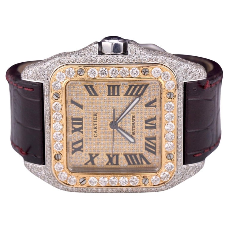 HOT Santos 100 Xl Cartier Uhr Santos Iced Out Men's Cartier