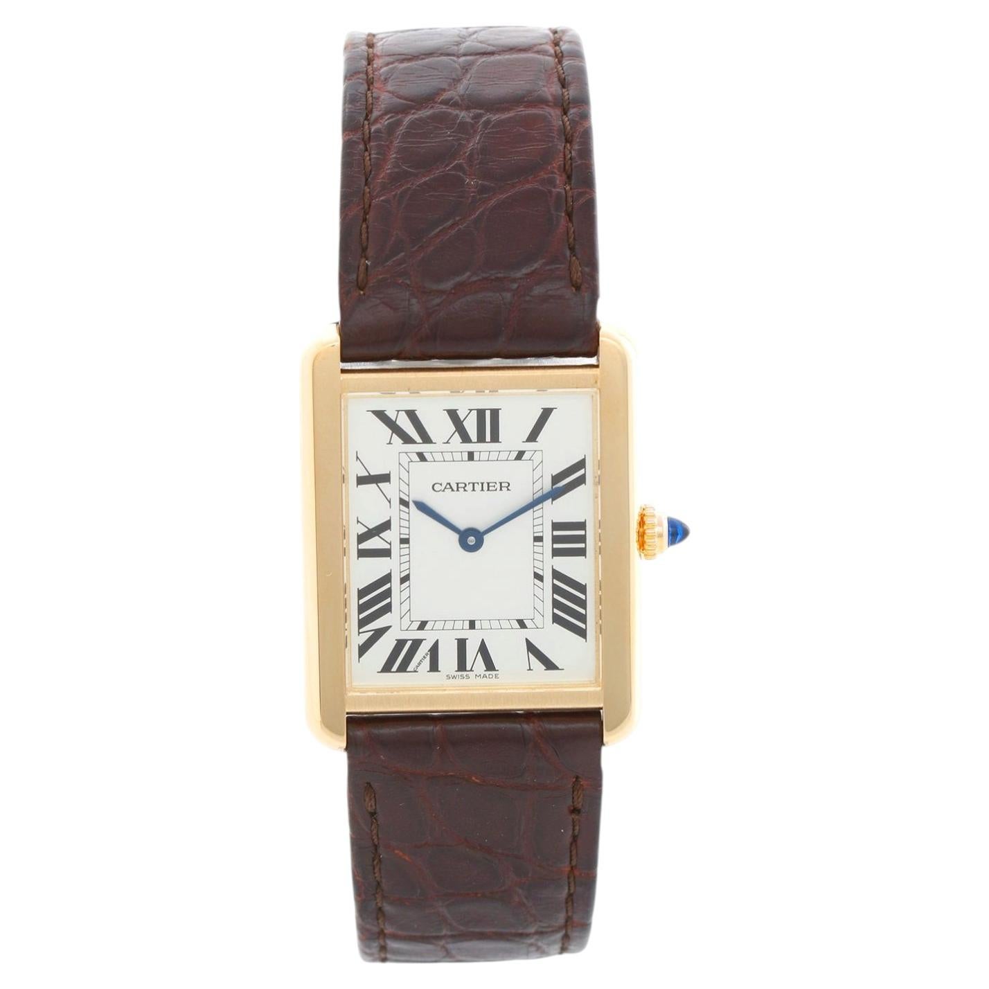 Mens Cartier Tank Solo Stainless Steel & Yellow Gold Watch 3167 W5200004 For Sale
