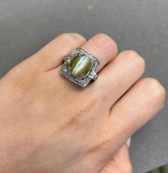 Men's Cats Eye Chrysoberyl and Diamond Cocktail Ring
