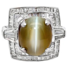 Men's Cats Eye Chrysoberyl and Diamond Cocktail Ring