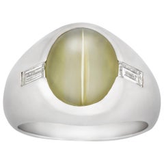 Herren- Chrysoberyll-Ring mit Katzenauge, 6 Karat