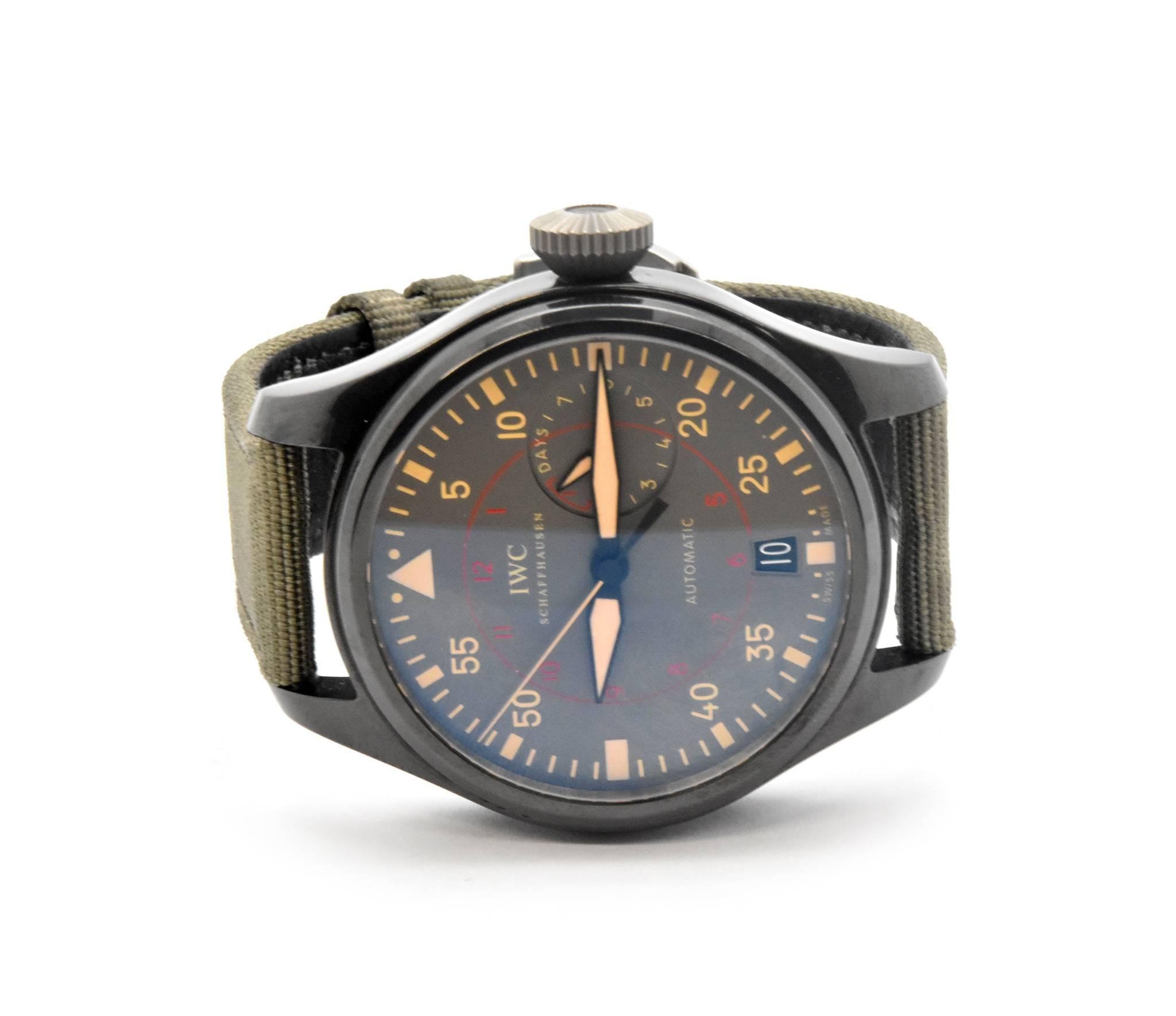 IWC Schaffhausen Titanium Ceramic Big Pilot Top Gun Wristwatch Ref 5019.02 In Excellent Condition In Scottsdale, AZ