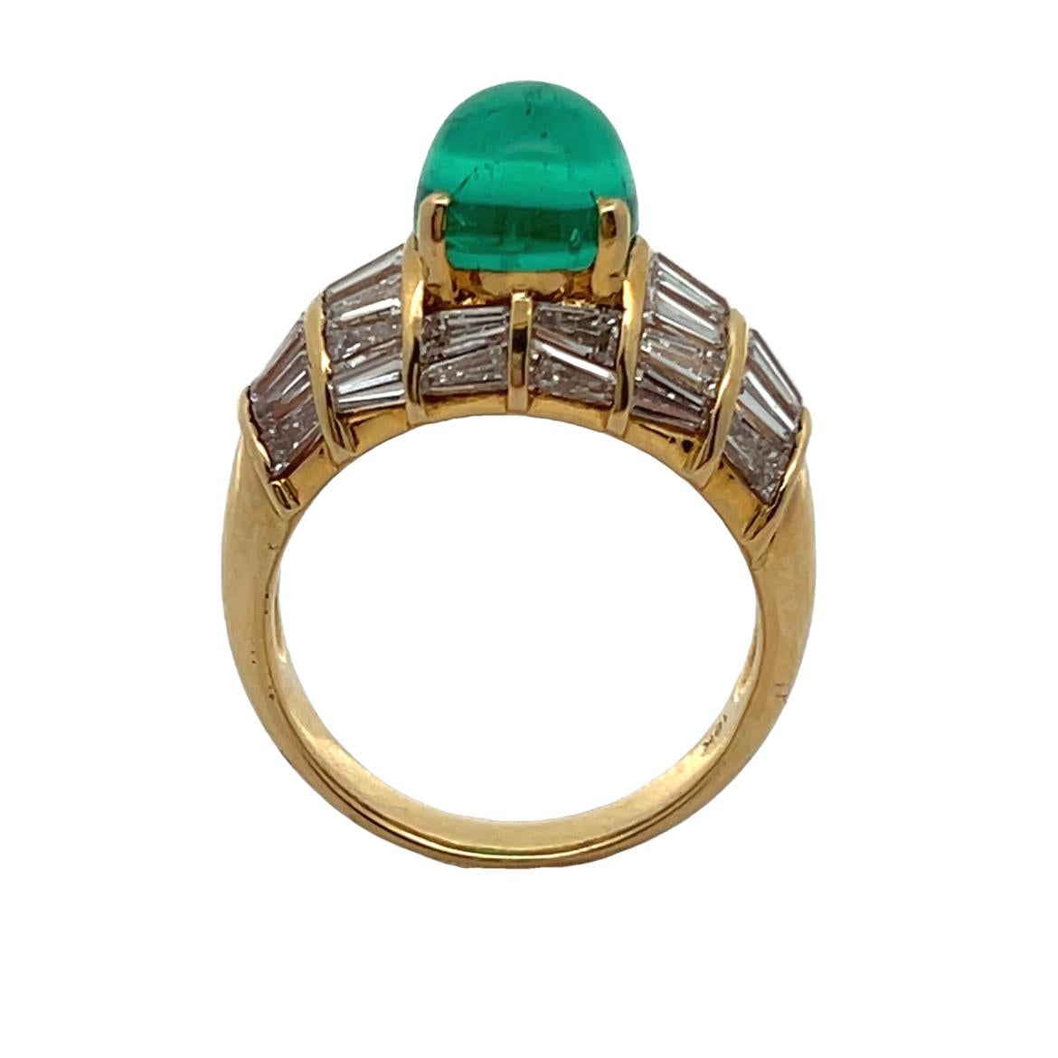 Men's Certified Colombian Cabochon Emerald and Diamond RIng For Sale 5