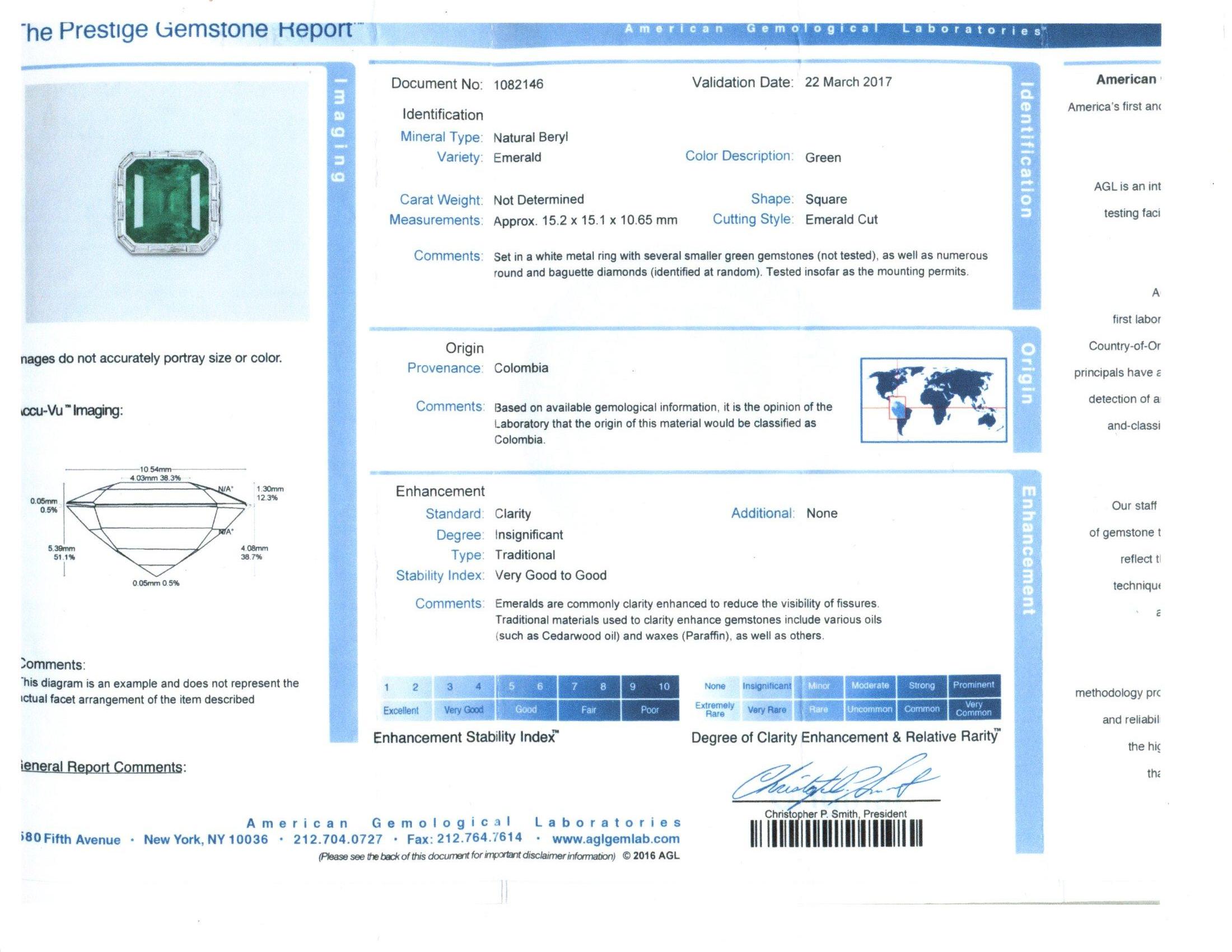 Men's Certified Colombian Emerald and Diamond Ring For Sale 2