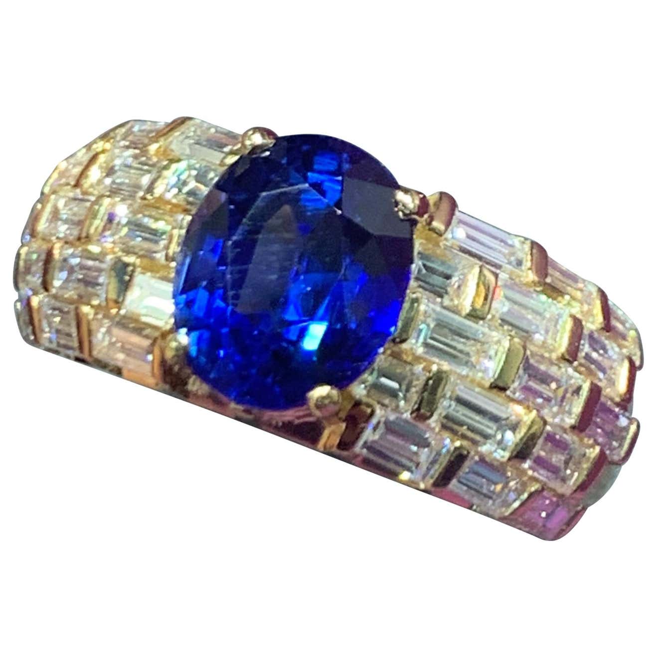 Men's Certified Sapphire and Diamond Ring For Sale at 1stDibs | mens ...