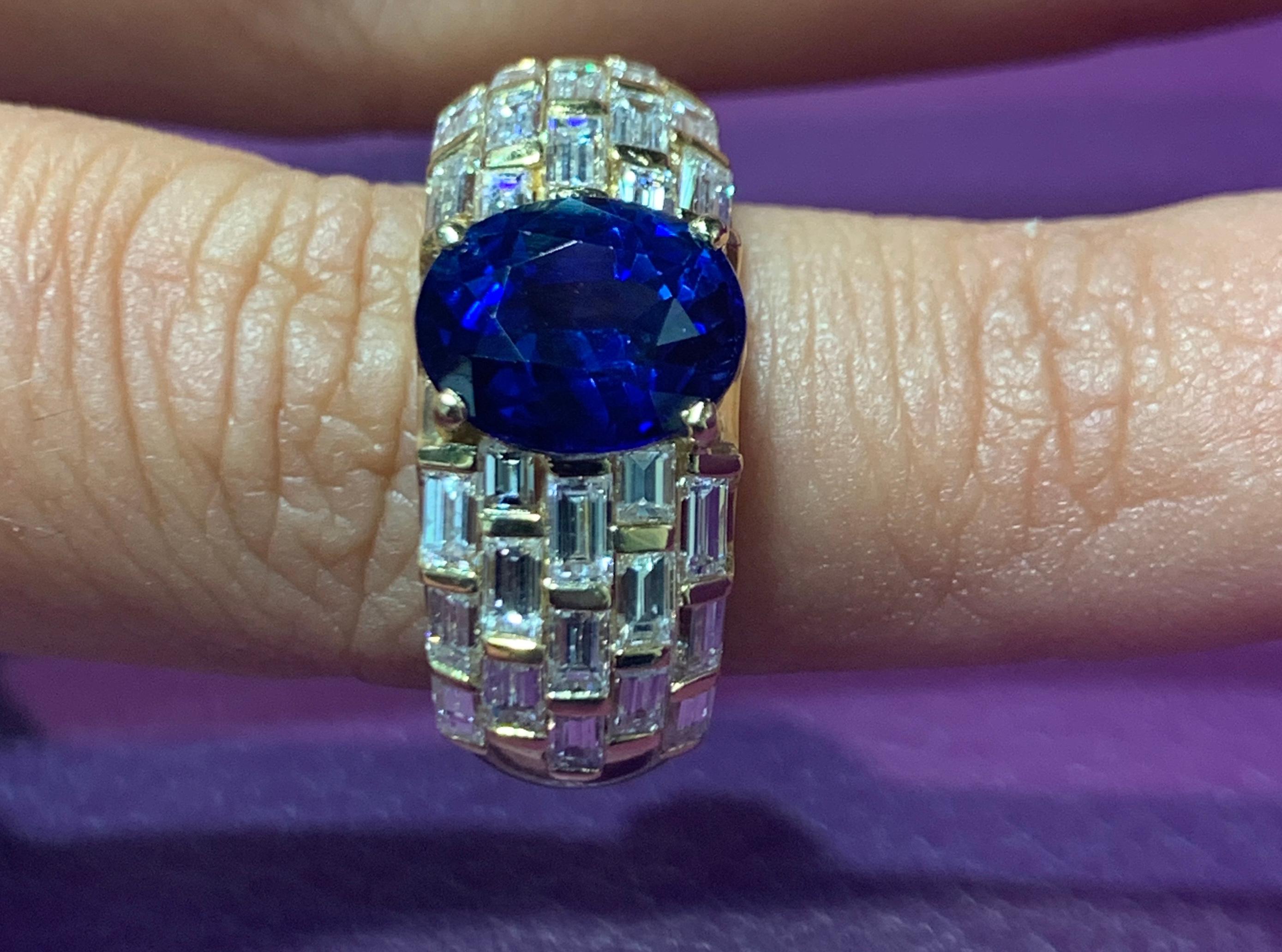 Men's Certified Sapphire and Diamond Ring For Sale 3
