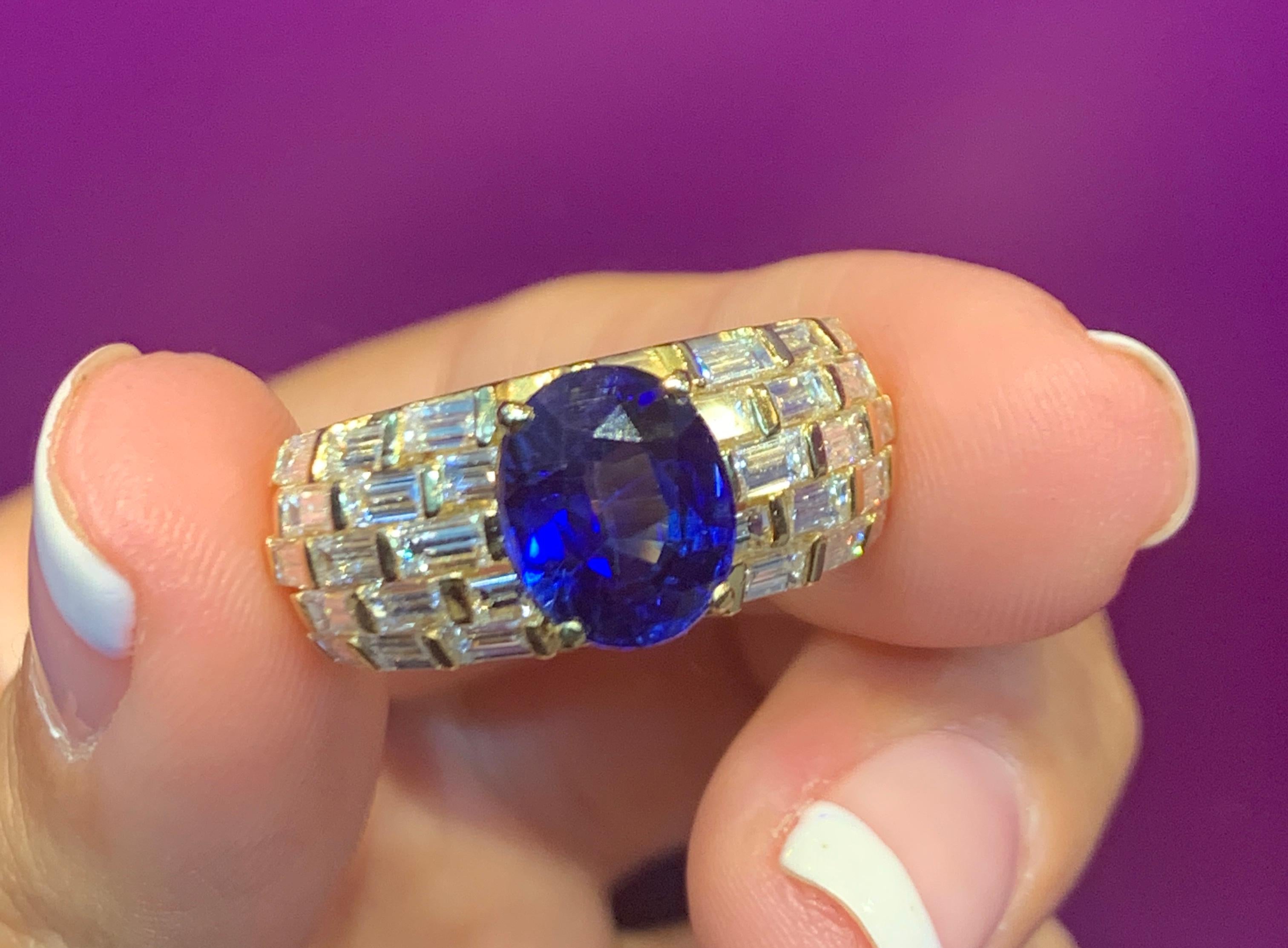Zertifizierter Saphir- und Diamantring für Herren 7