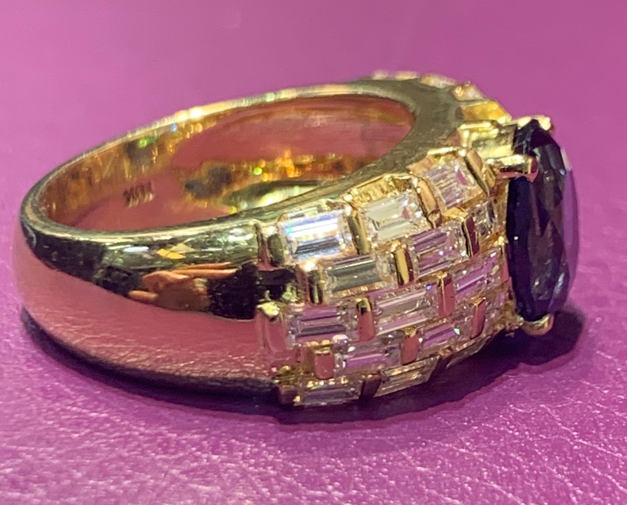 Zertifizierter Saphir- und Diamantring für Herren 3