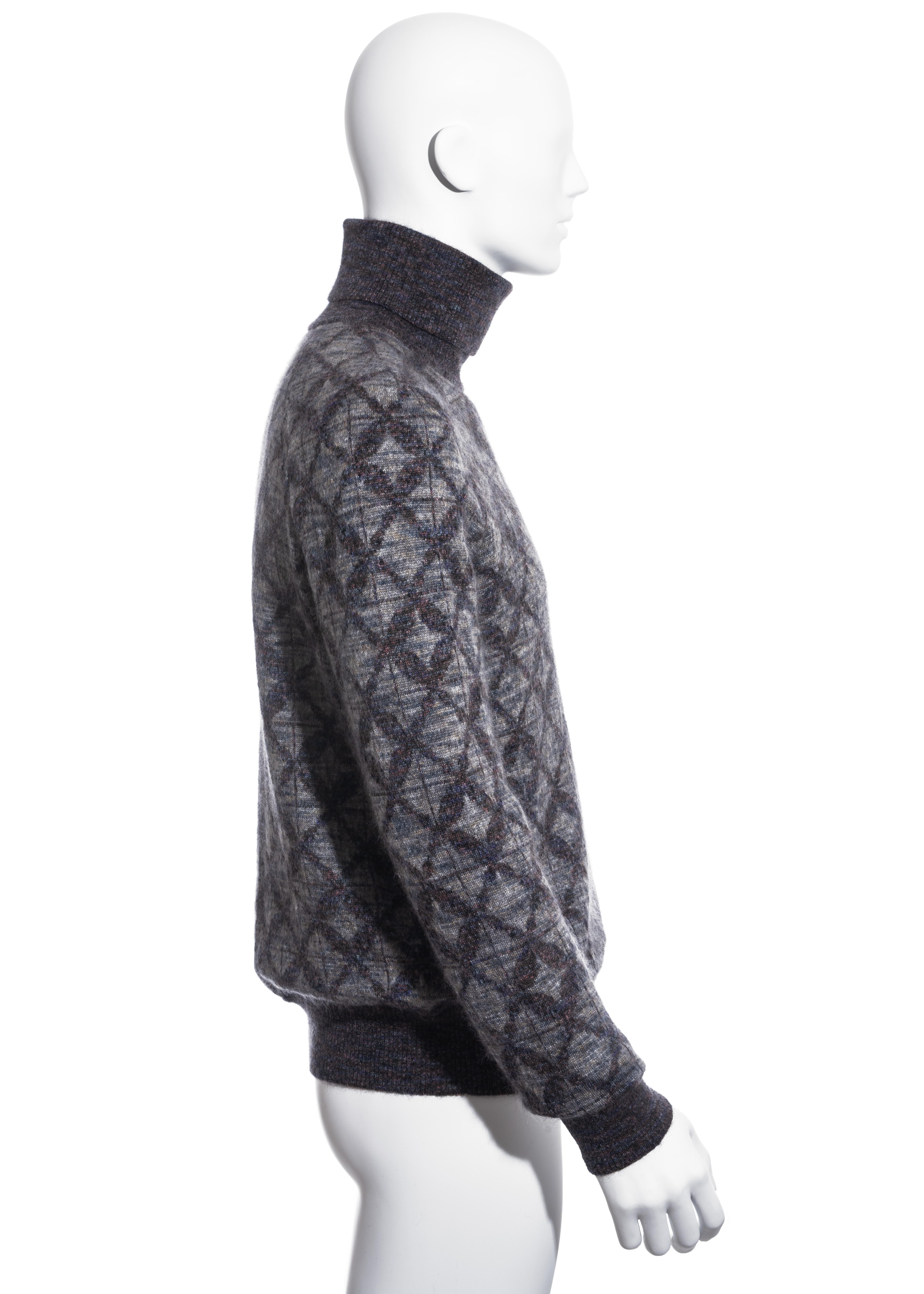 Black Men's Chanel multicoloured mohair and silk knitted turtle neck sweater, pf 2016