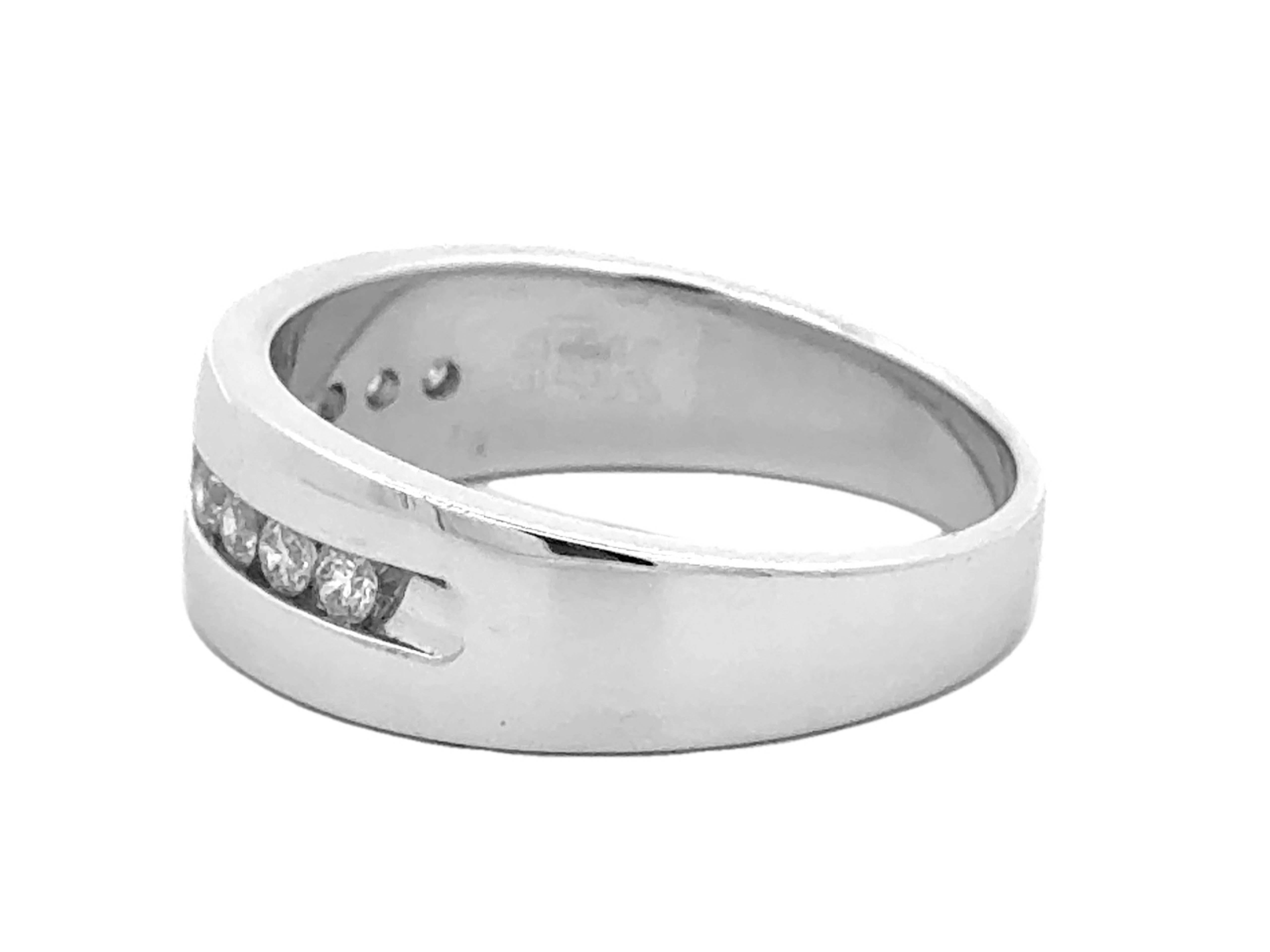 Men's Mens Channel Set Diamond Band Ring 14k White Gold Size 11.5 For Sale