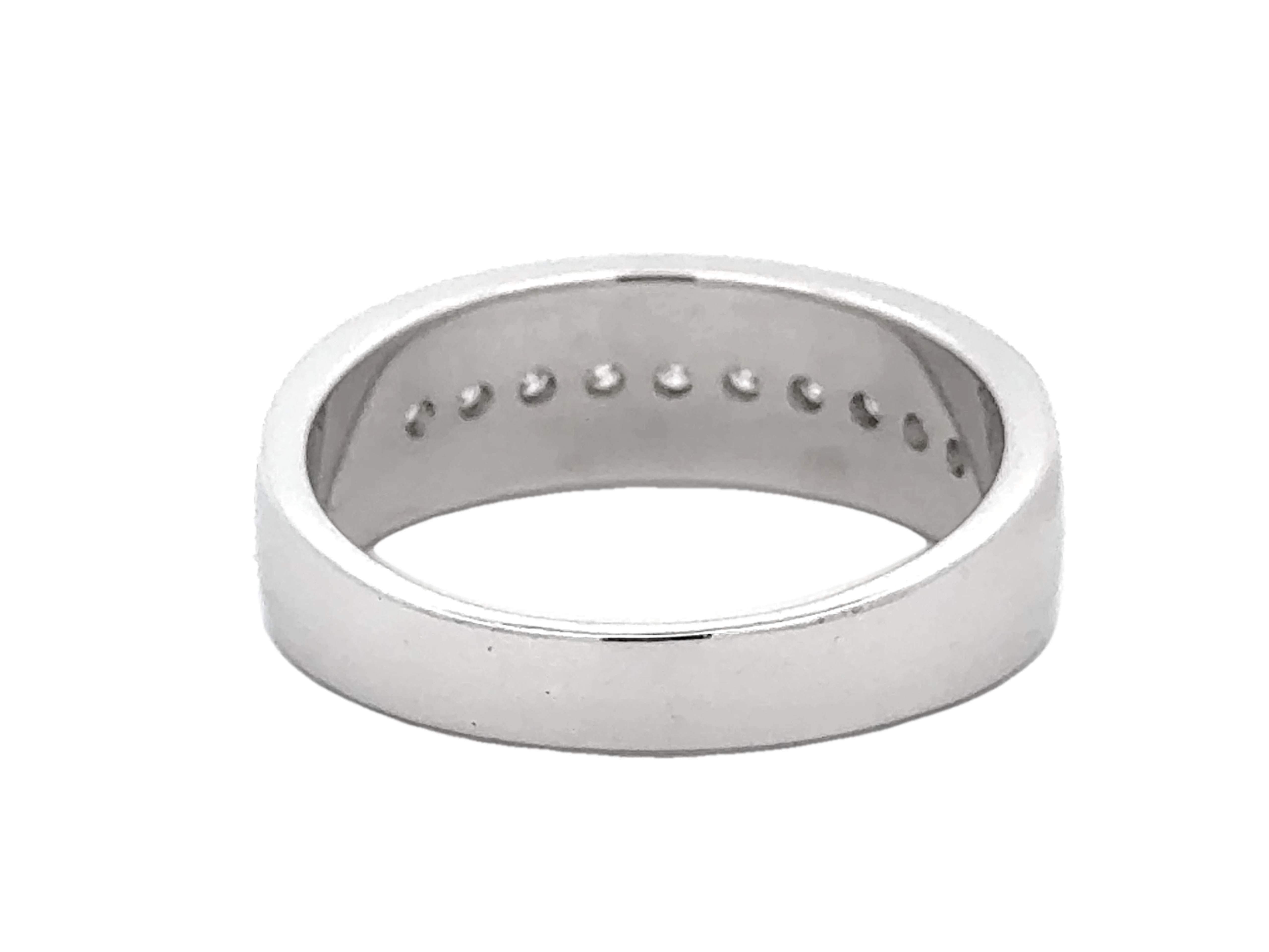 Mens Channel Set Diamond Band Ring 14k White Gold Size 11.5 For Sale 1