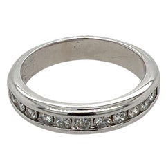 Men's Channel Set Diamond Wedding Band Ring 18 Karat White Gold Gents