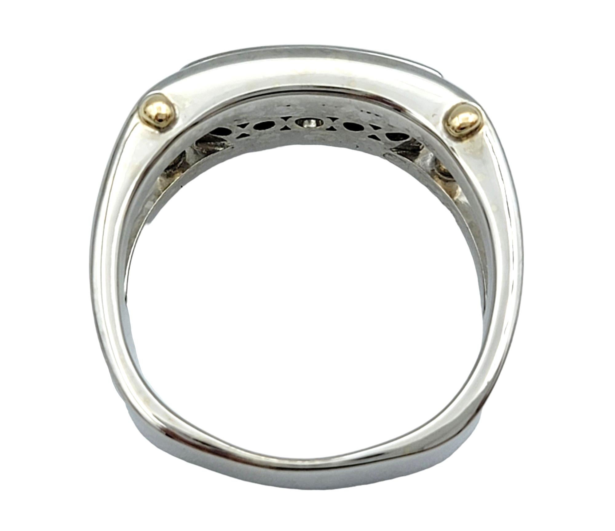 Men's Channel Set Five Diamond Contemporary Band Ring in Two Tone 14 Karat Gold 1