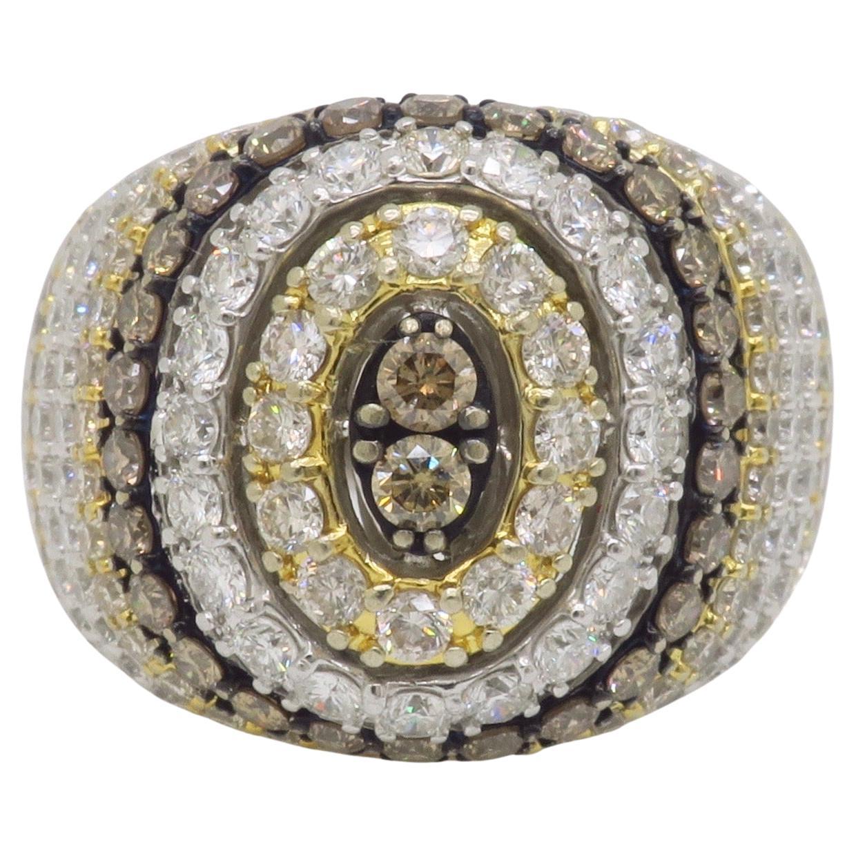 Men's Chocolate, White & Light Yellow Diamond Ring