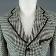 Men's CHRISTIAN LACROIX 40 Regular Black & White Houndstooth Cotton Sport Coat