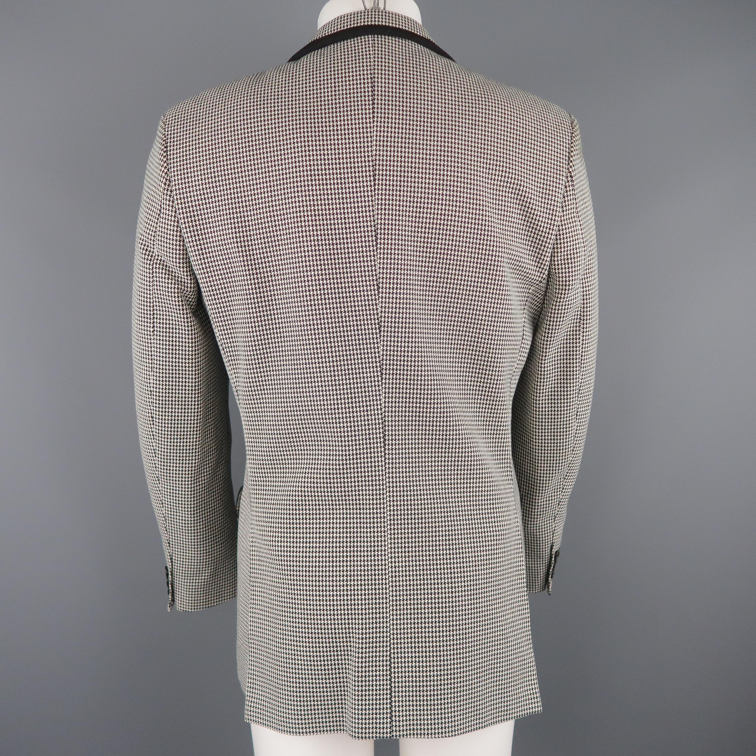 Men's CHRISTIAN LACROIX 40 Regular Black & White Houndstooth Cotton Sport Coat 1