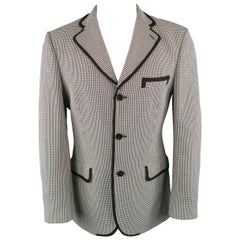 Men's CHRISTIAN LACROIX 40 Regular Black & White Houndstooth Cotton Sport Coat