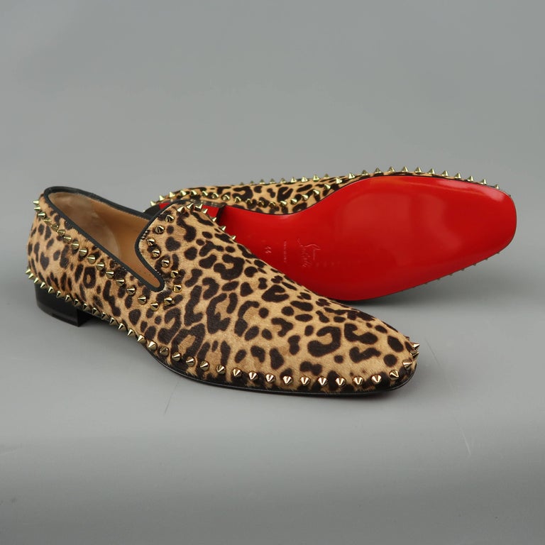 Christian Louboutin Men's Leopard Print Pony Hair Gold Spike Loafers at  1stDibs | mens leopard print loafers, leopard print loafers mens, mens  christian louboutin