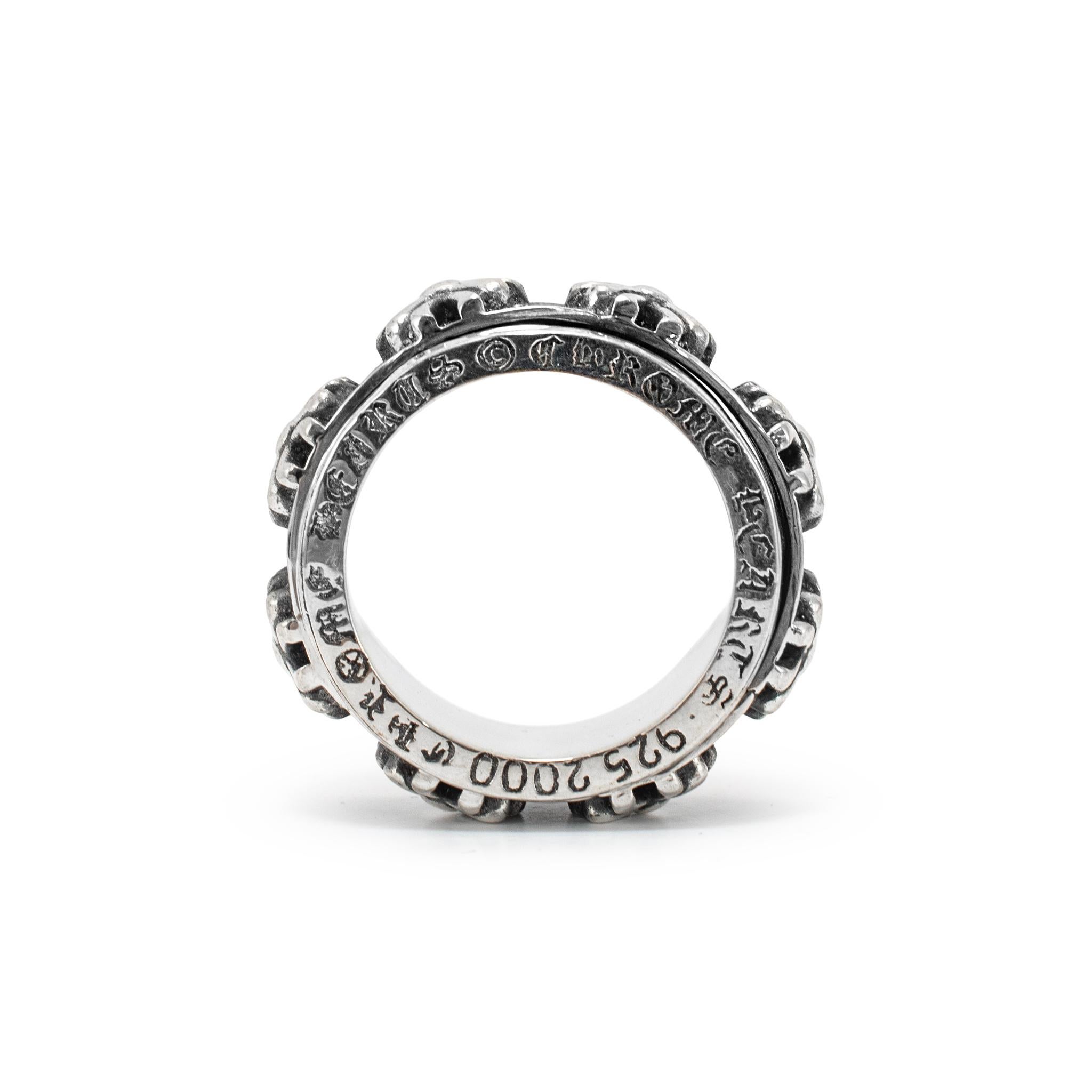 Men's Chrome Hearts 925 Sterling Silver Spinner CH X Band Ring For