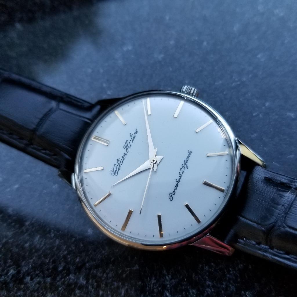 Mens Citizens Hi-Line Star Parashock 25J Manual Wind 1960s Vintage EE27 In Excellent Condition In Beverly Hills, CA