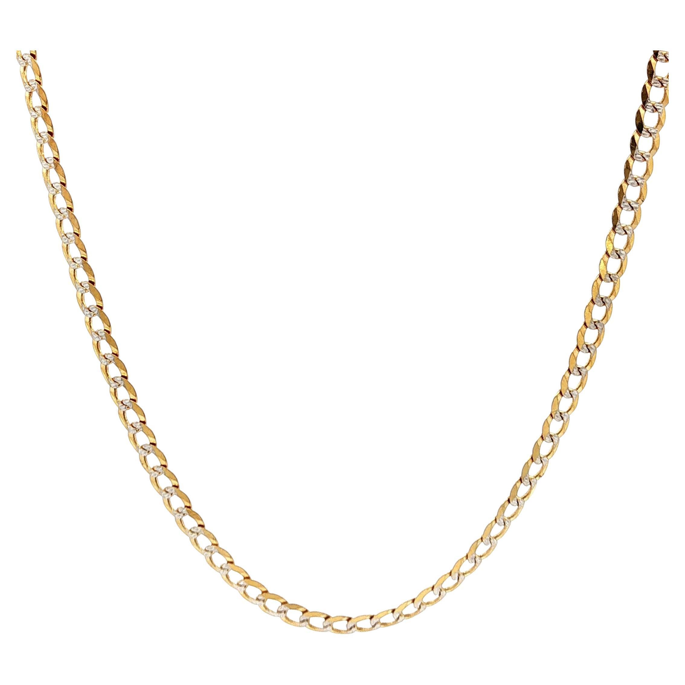 Men's Classic 14k Two Tone Gold 3.1mm 20" Diamond Cut Curb Cuban Link Necklace