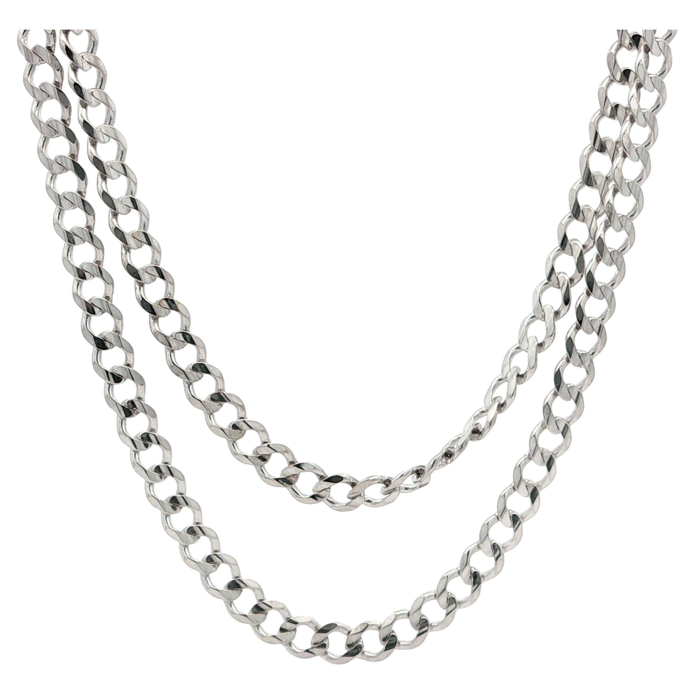 Collar clásico de cadena de eslabones cubanos para hombre en oro blanco de 14k de 4,1 mm y 24" de grosor