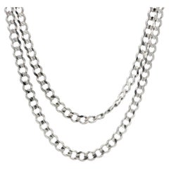 Men's Classic 14k White Gold 4.1mm 24" Curb Cuban Link Chain Necklace