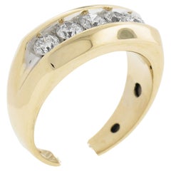 Men's Classic 14K Yellow Gold 1.0ctw Channel Set Fiery 5 Large Diamond Band Ring