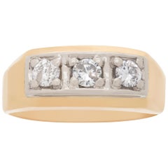Vintage Men's classic 3 diamond ring (0.45ct) in 14k gold