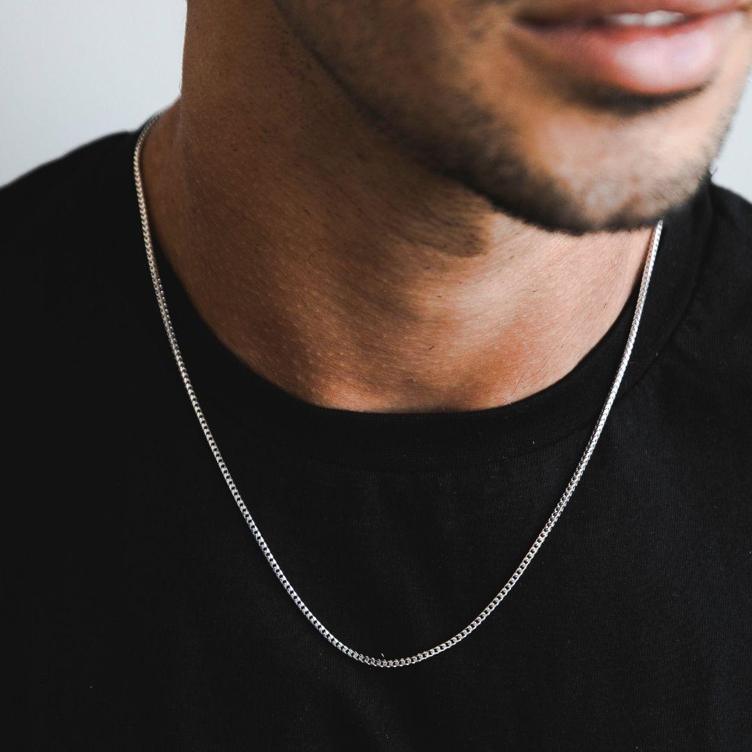 mens white gold necklace