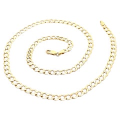 Men's Classic Solid 14k Gelbgold 20" Cuban curb Link Chain Halskette