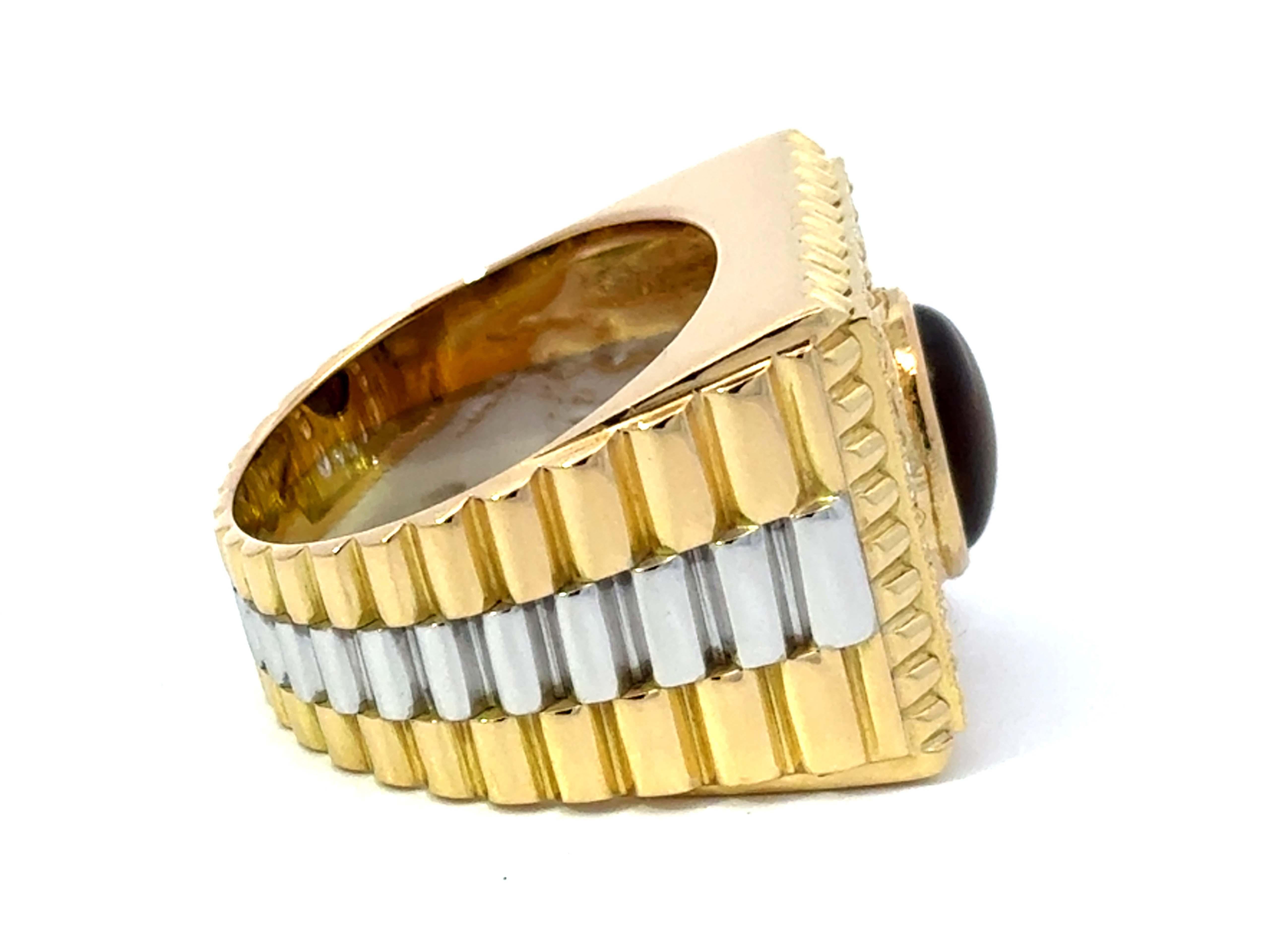 Women's or Men's Mens Cluster Diamond Ring Rolex Shoulders 18K Yellow Gold For Sale