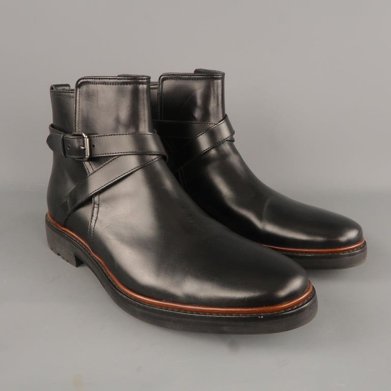 Men's COACH Size 11 Black Leather Wrap Strap Ankle Boots For Sale at ...
