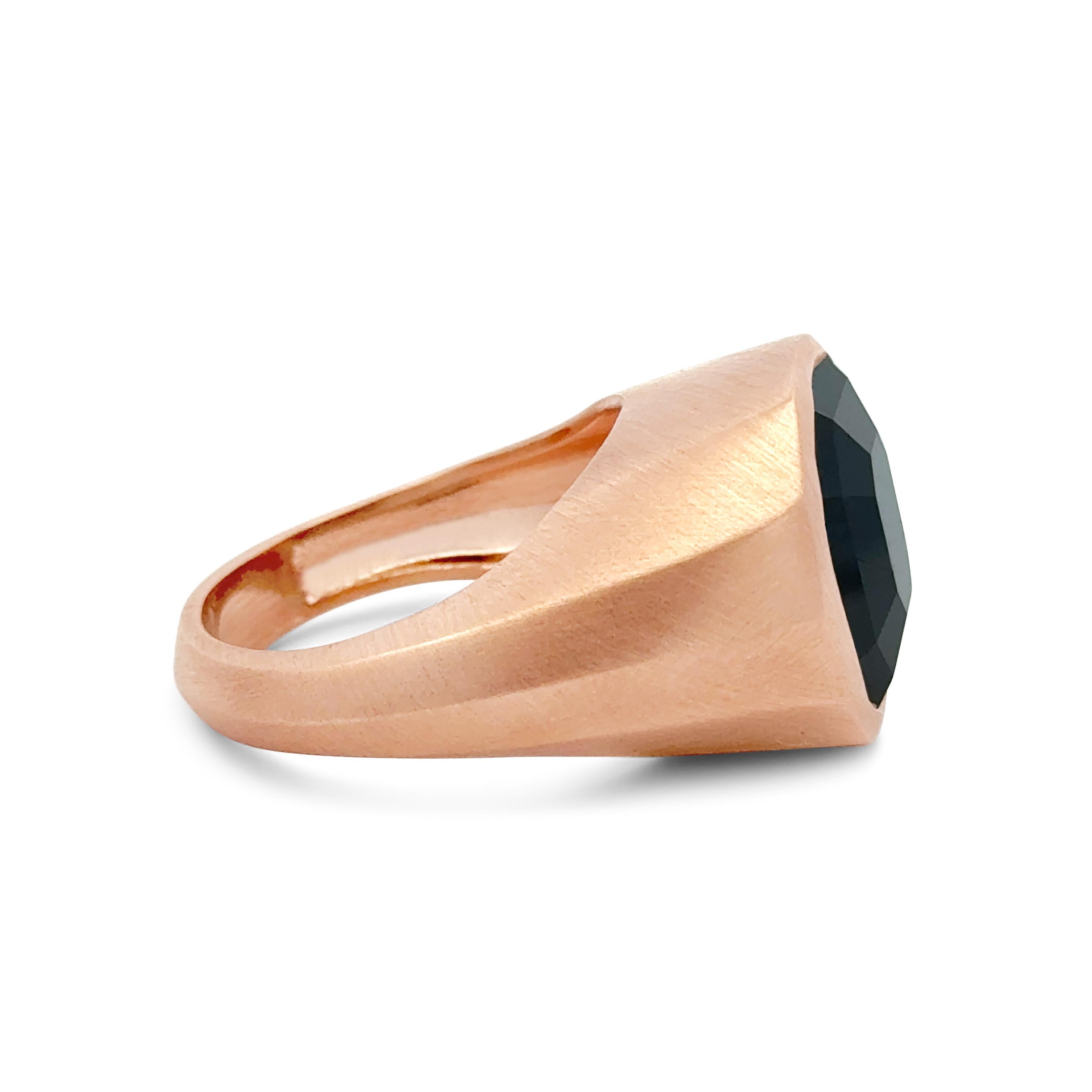 Contemporary Roman Malakov 15.05 Carats Octagonal Shape Black Diamond Men's Cocktail Ring For Sale