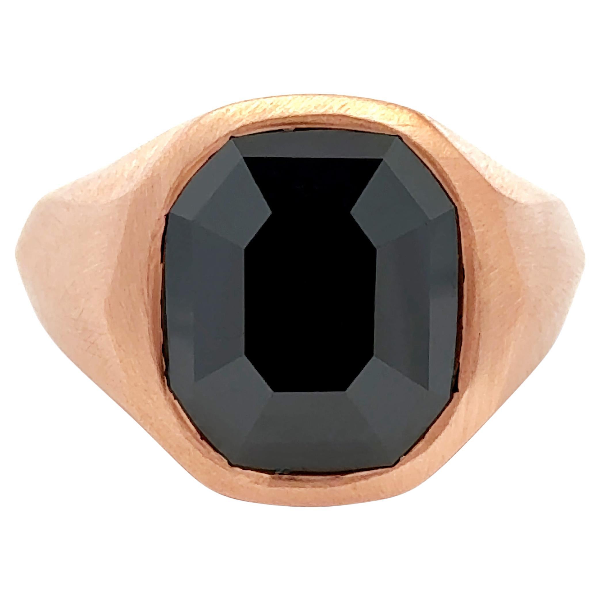 Roman Malakov 15.05 Carats Octagonal Shape Black Diamond Men's Cocktail Ring For Sale