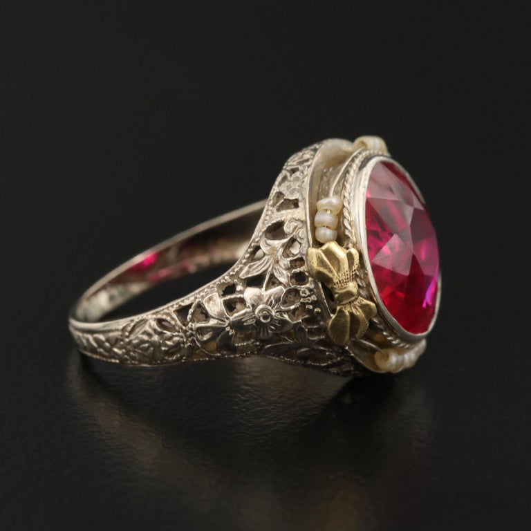 Customizable Mens Cocktail Ring, Mens Ruby Engagement Ring, Victorian