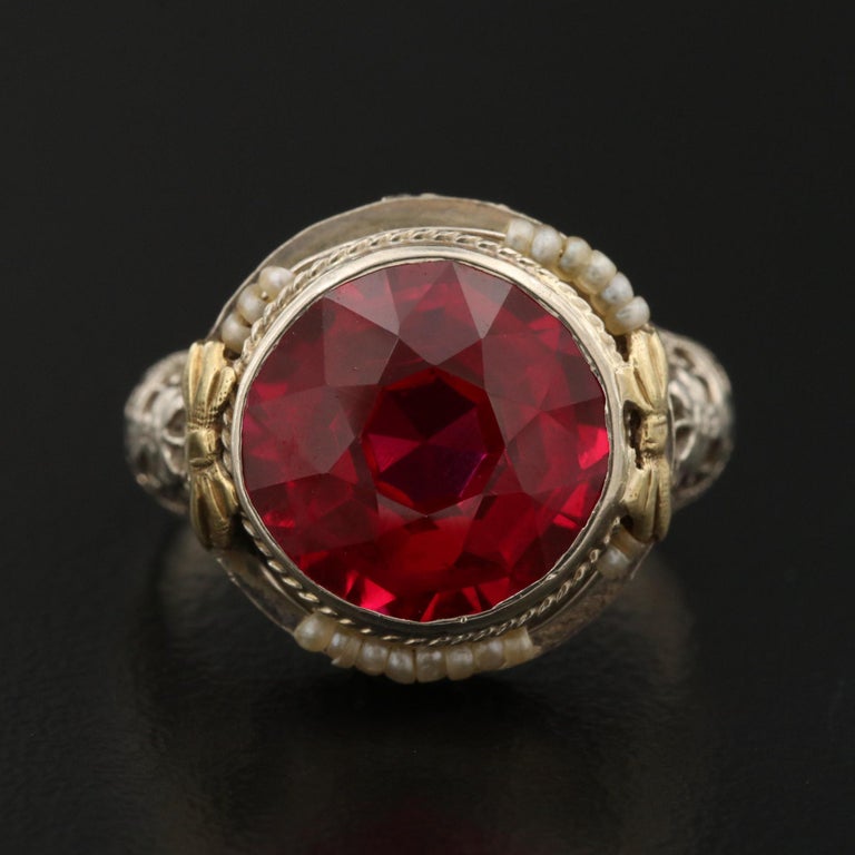 Customizable Mens Cocktail Ring, Mens Ruby Engagement Ring, Victorian