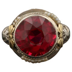 Mens Cocktail Ring, Mens Ruby Engagement Ring, Victorian Ruby Mens Wedding Ring