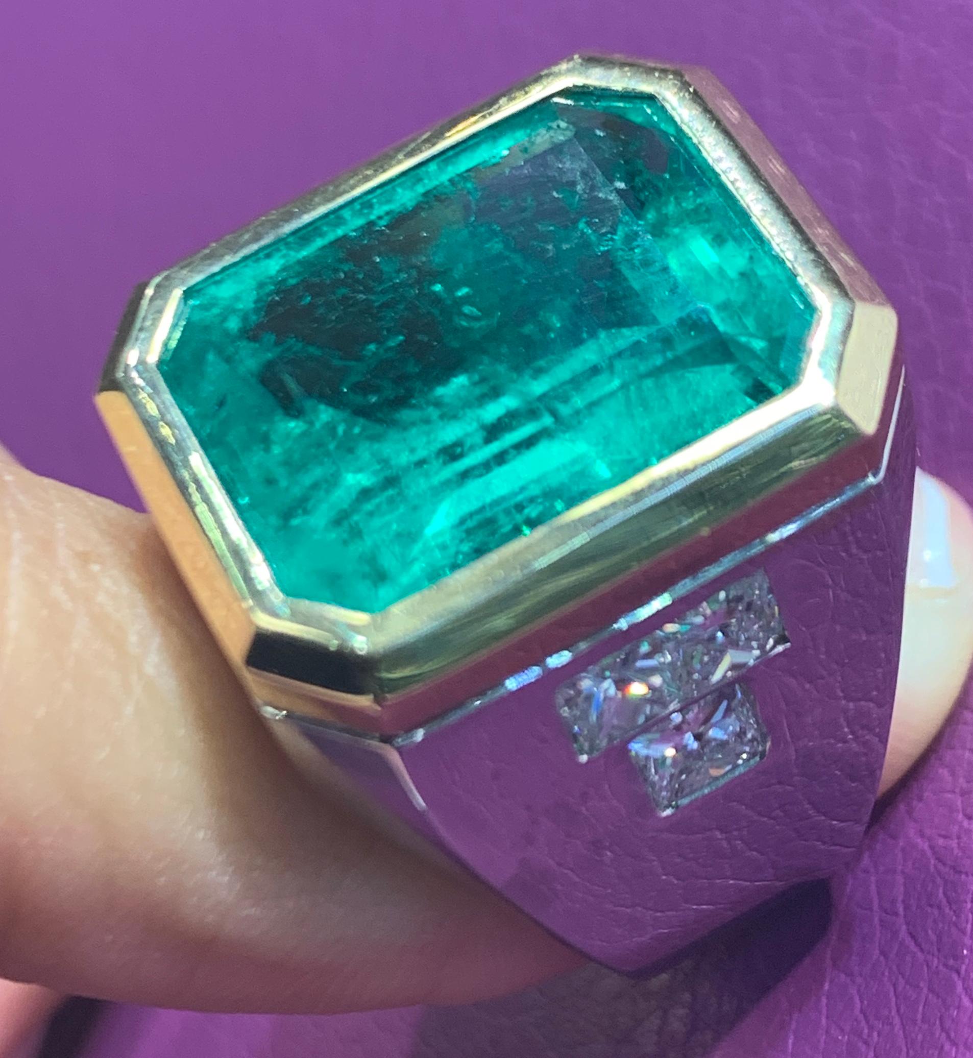 Emerald Cut Men's Colombian Emerald Ring