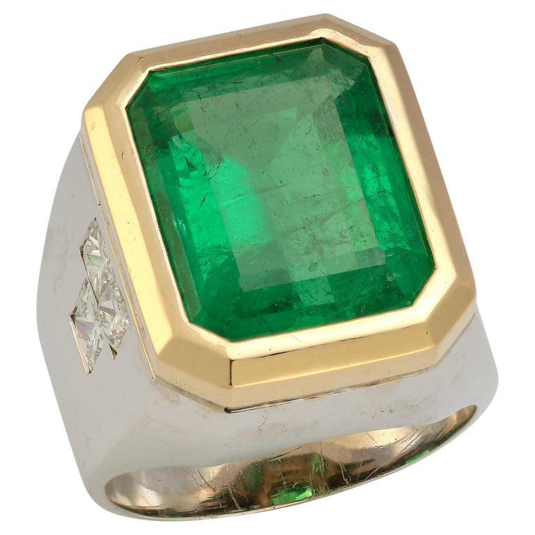 Men's Colombian Emerald Ring For Sale at 1stDibs mens gold diamond