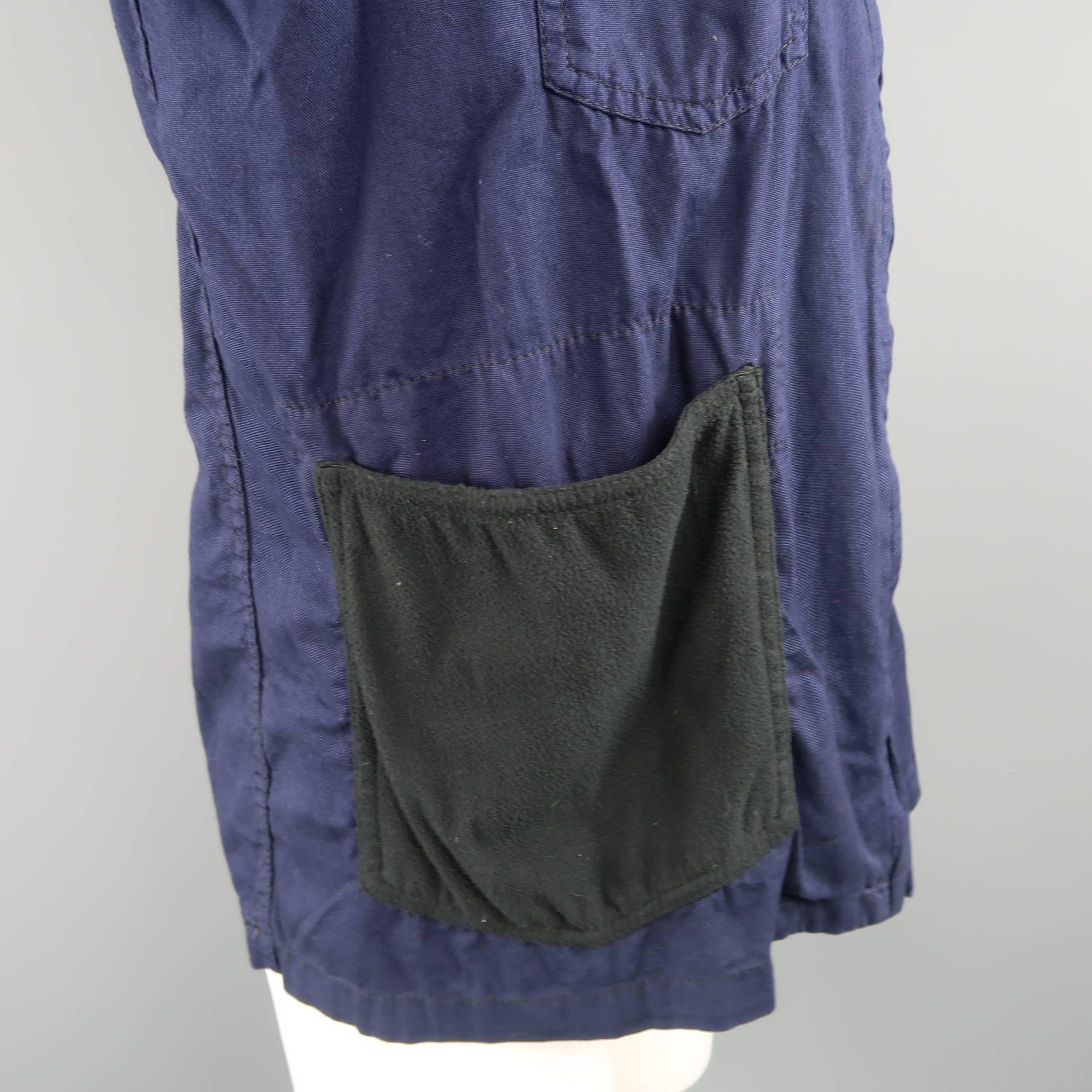 Comme des Garçons Men's Black Navy Canvas Black Fleece Pocket Cotton Jacket In Fair Condition In San Francisco, CA