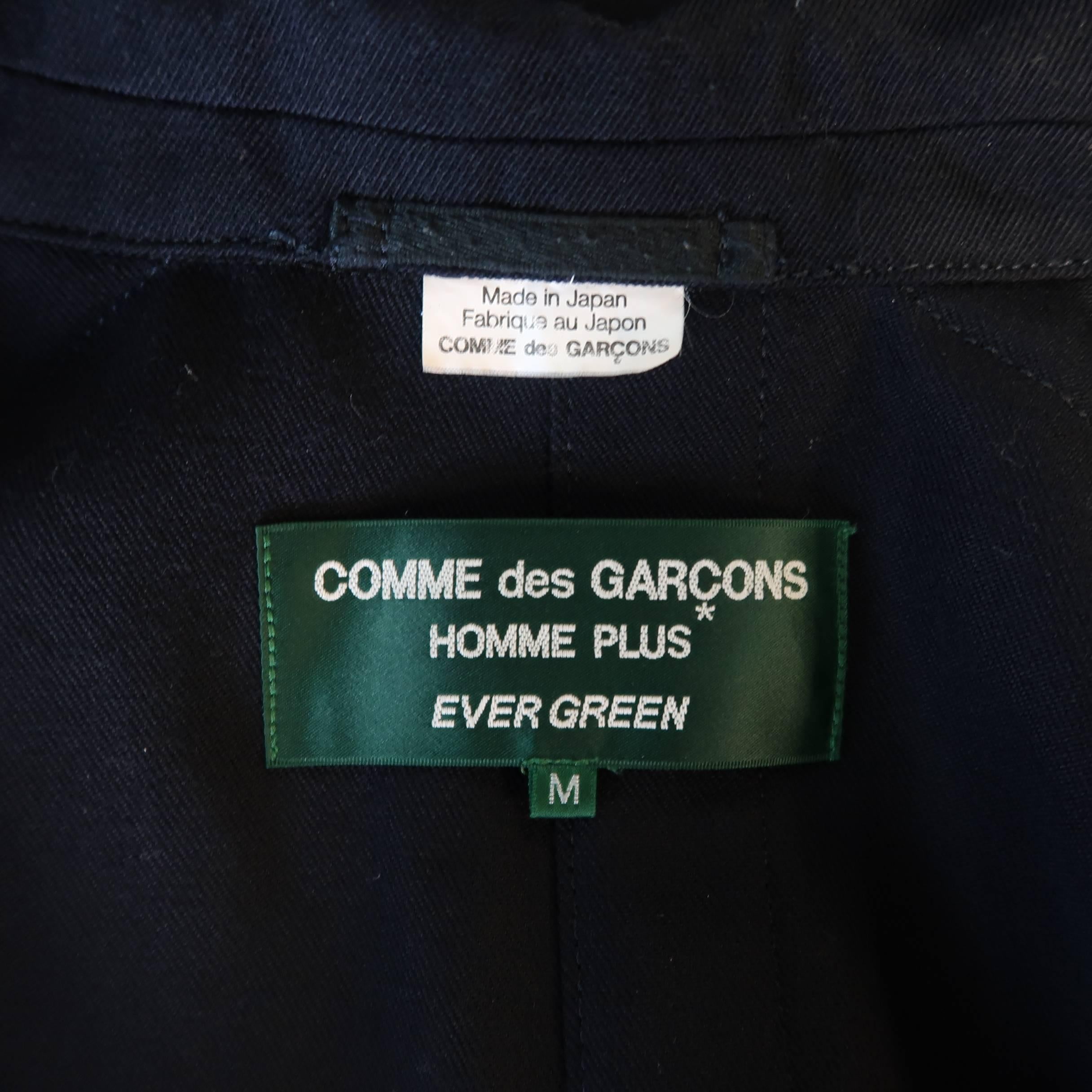 Comme des Garçons Men's Evergreen Navy Wool Notch Lapel Jacket In Good Condition In San Francisco, CA