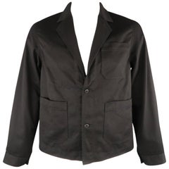 Men's COMME des GARCONS GANRYU L Black Cotton Patch Pockets Sport Coat