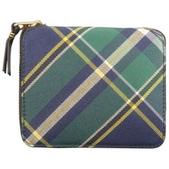 Men's COMME des GARCONS Green Navy & Yellow Plaid Zip Bifold Wallet
