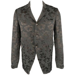 Men's COMME des GARCONS HOMME PLUS M Black & Navy Jacquard 3 Button Jacket