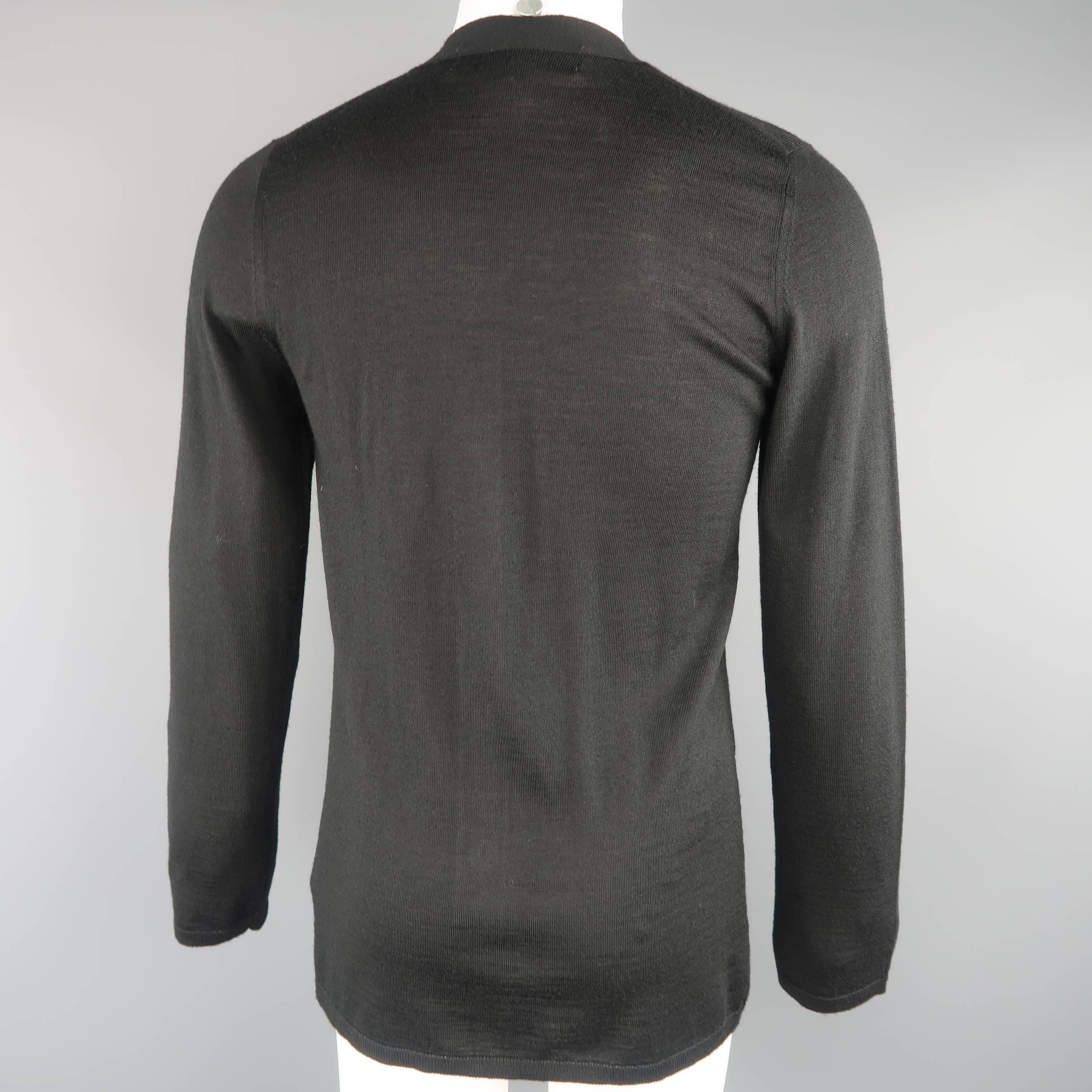 Men's COMME des GARCONS HOMME PLUS Size S Black Studded Wool Blend V Neck Cardig 3
