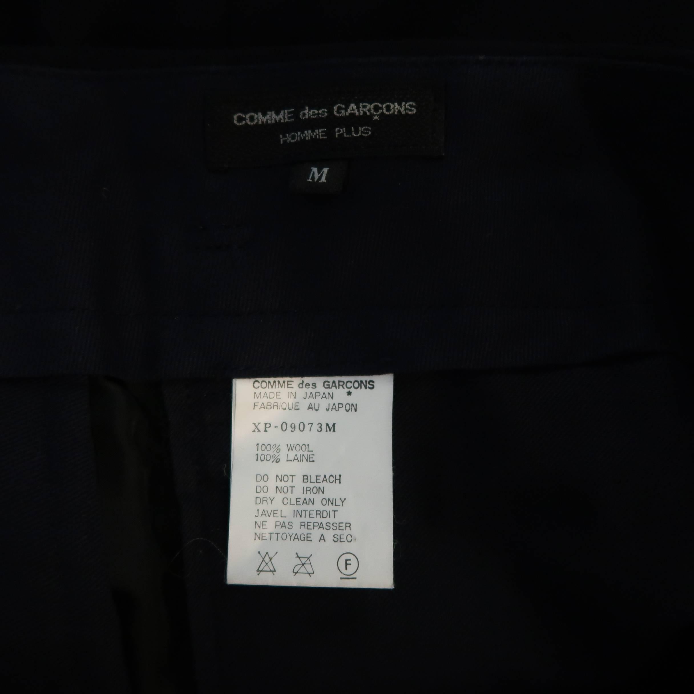 Men's COMME des GARCONS Size M Navy Wool Pleated Belt Waist Dress Pants 3