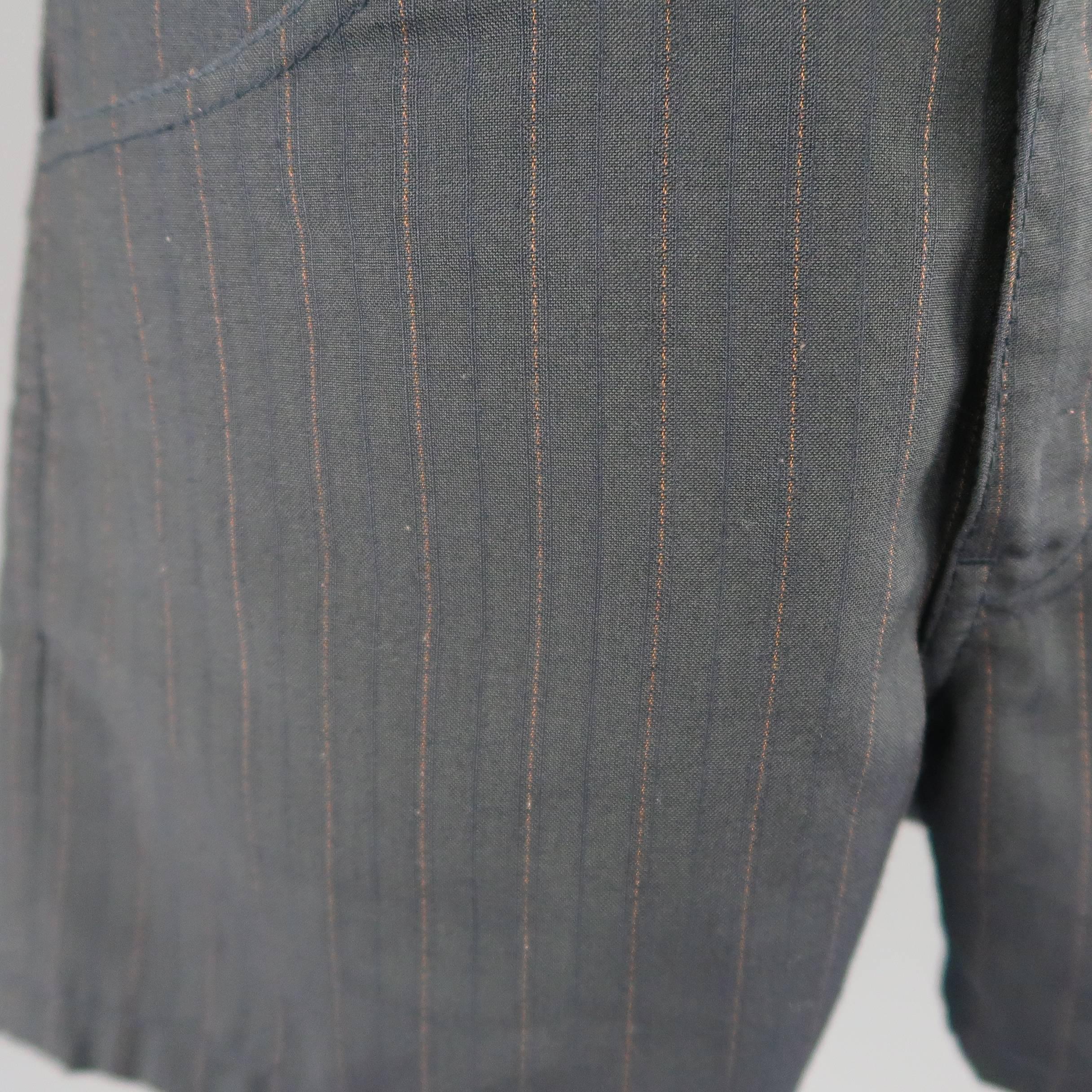 Black Men's COMME des GARCONS Size S Charcoal Stripe Wool Blend Short Shorts